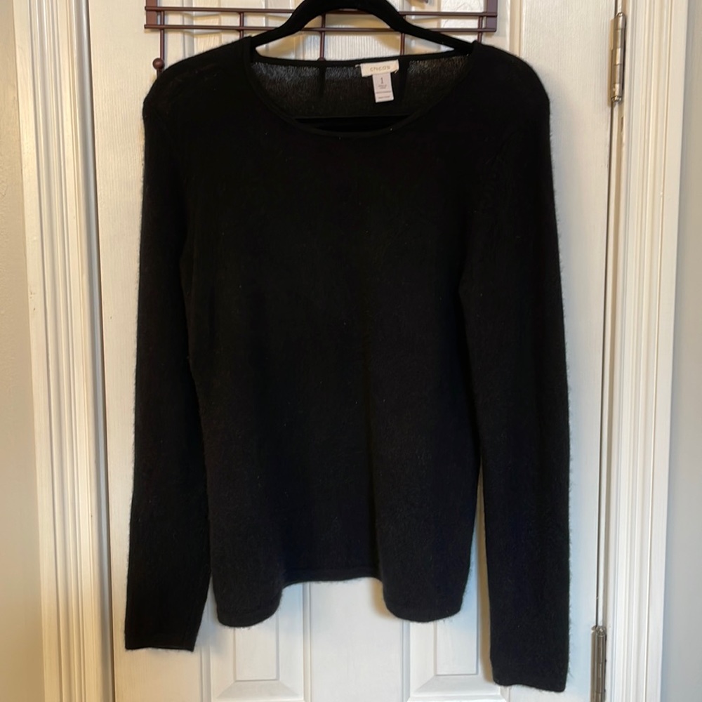Chico's Black Cashmere Crew Pullover Sweater